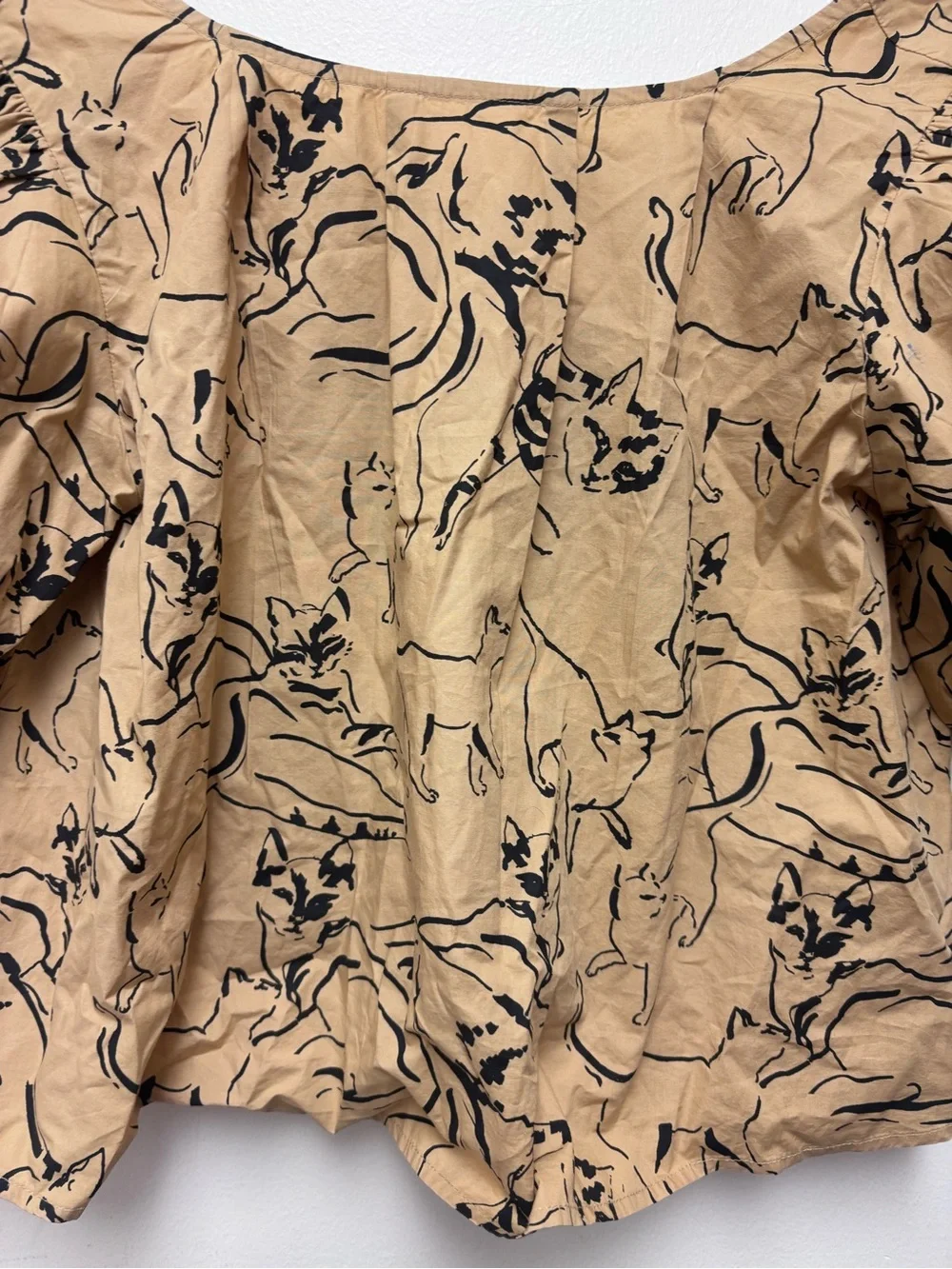 NWT Maeve Anthropologie Pull Sleeve Swing Blouse Cat Print